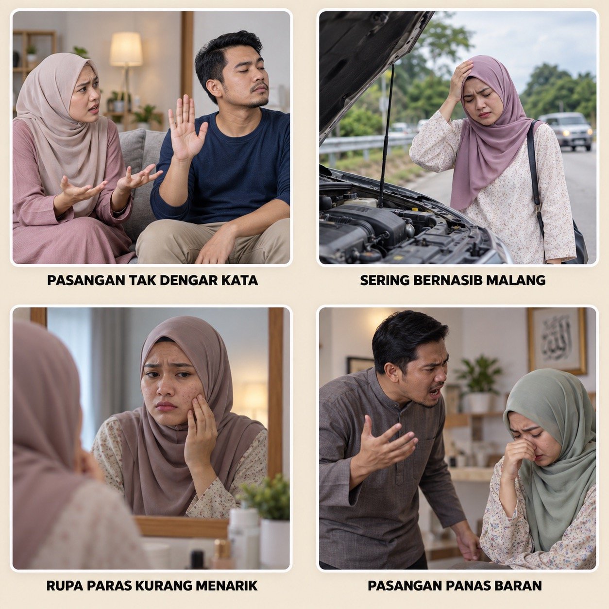 Masalah hubungan - sukar dapat jodoh, hubungan renggang, gagal dalam perhubungan dan pasangan curang