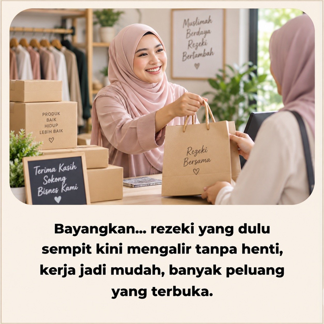 Poster Bayangkan rezeki yang dulu sempit kini mengalir tanpa henti